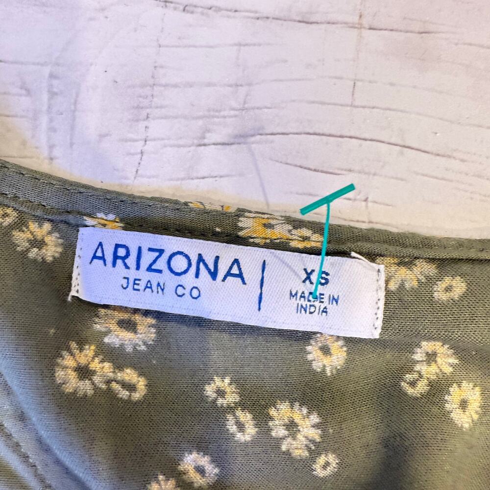 VTG Arizona Y2k xs women green floral babydoll crop top peasant cottage coquette - Picture 7 of 8
